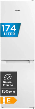 Comfee Kühl-Gefrierkombination, 150 cm, Low Frost, LED-Beleuchtung, 115L Kühlteil, 59L Gefrierteil, Weiß