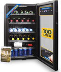 Sommertal 100L Getränkekühlschrank – Leise Kühlung mit LED, Touchscreen und Schloss, Schwarz
