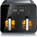 Arendo Heißluftfritteuse XXL 11L – Dual Zone mit Sichtfenster – Backofenfunktion – Ölfreie Fritteuse – Grill und Dörrautomat