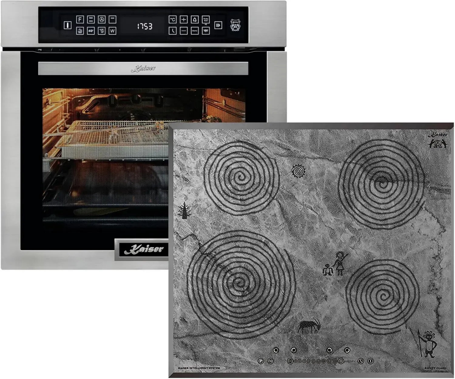KAISER Einbau-Backofenset mit Induktionskochfeld, Edelstahl, 86L, 15 Funktionen
